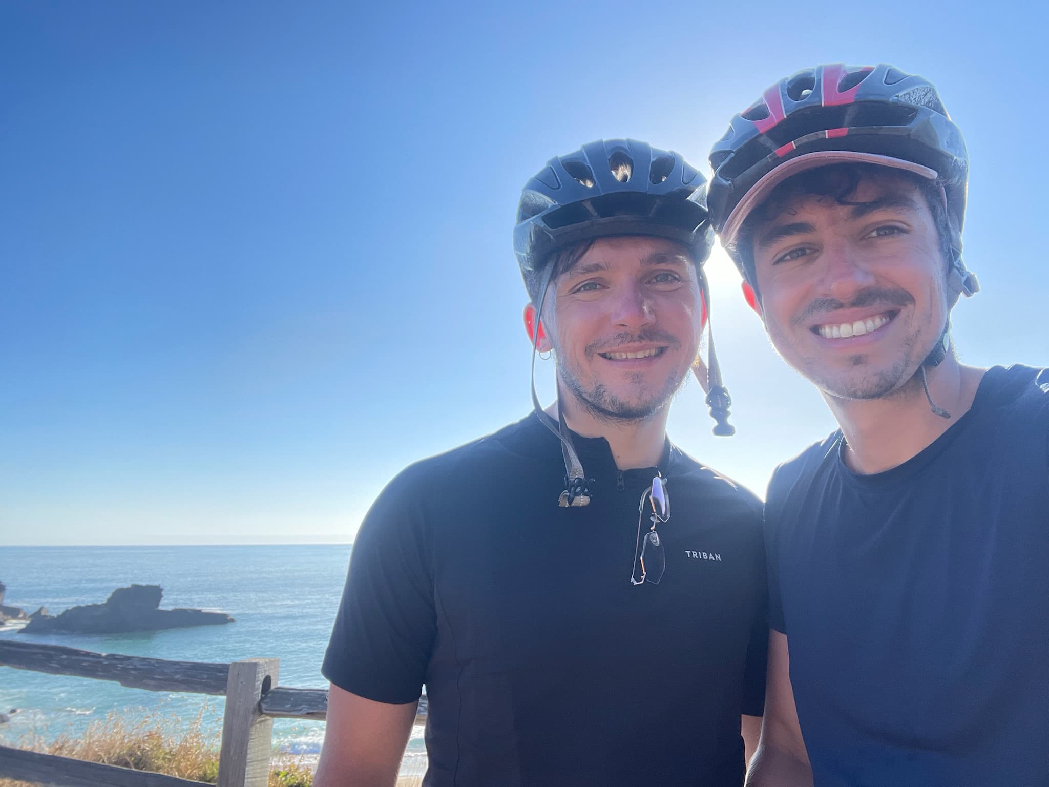 Nick and Daniel biking in California